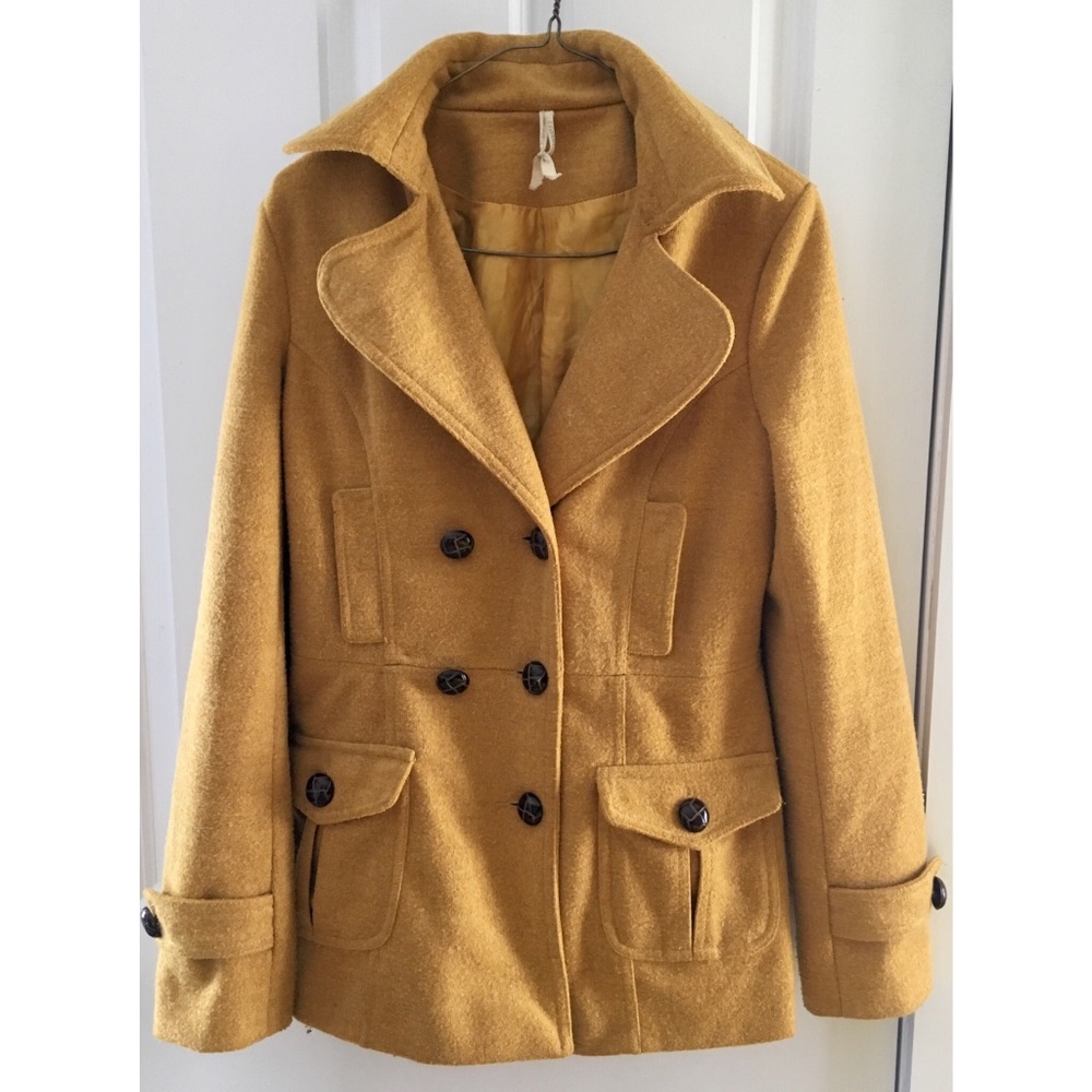 Cotton Candy Mustard Wool Pea Coat